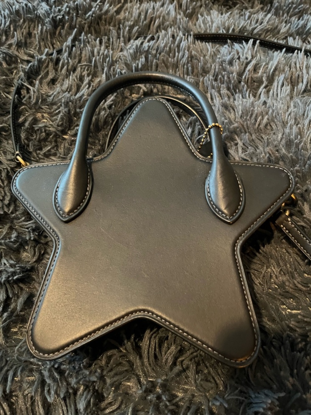 Black Coachtopia Star Recycled Leather Mini Crossbody Handbag with Top Handle